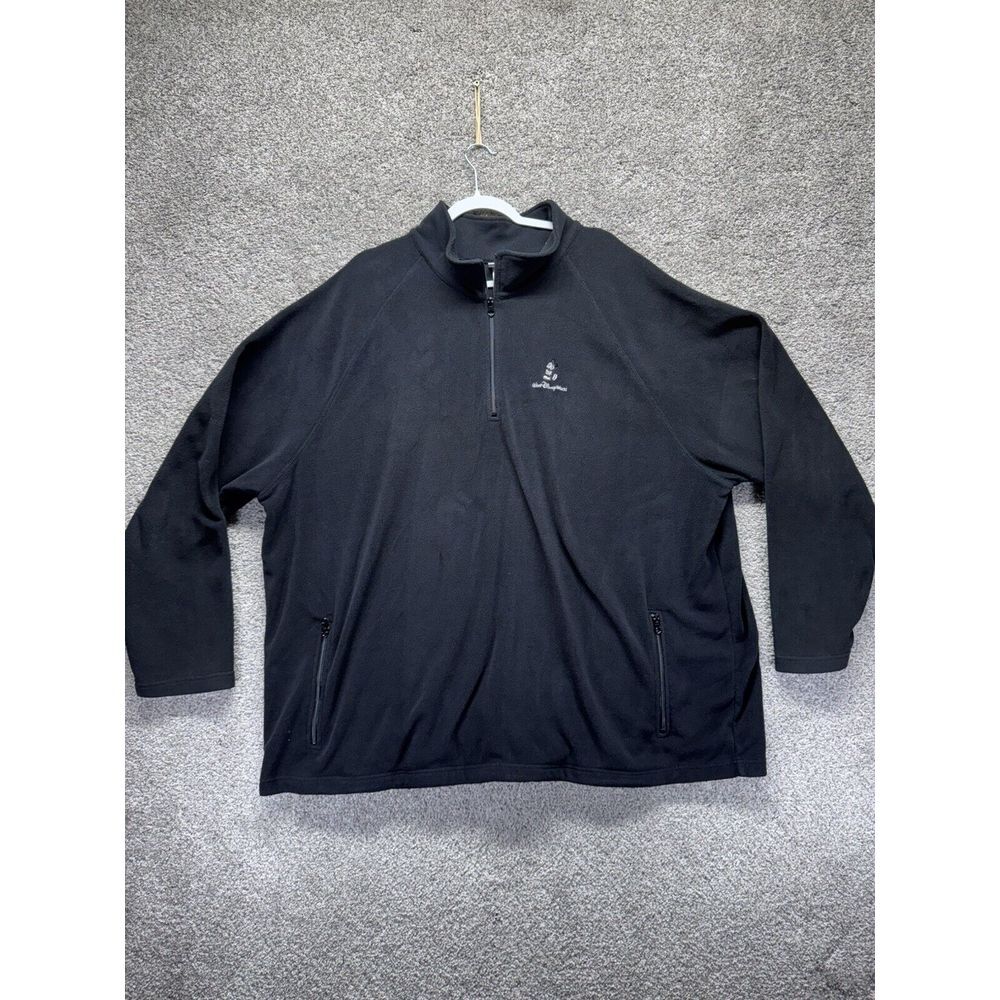 Disney Parks Men's Size XXXL/3XL Fleece‎ Jacket 1/4 Zip Black Pockets Logo